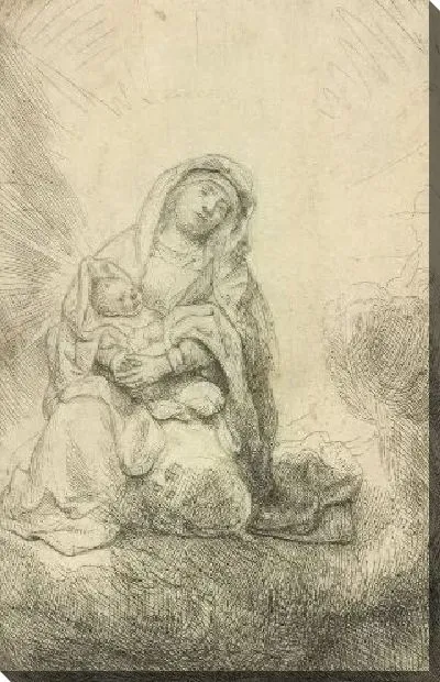 Картина Мадонна с младенцем на облаке (1641)