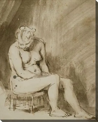 Картина Обнаженная женщина, сидящая на табуретке