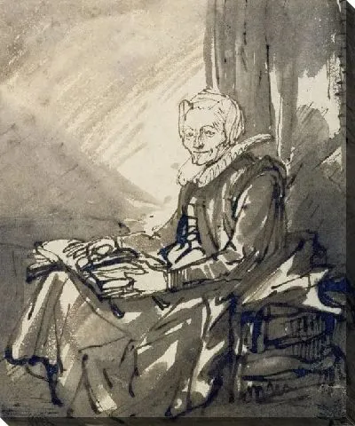 Картина Сидящая женщина с открытой книгой на коленях (1639)