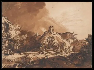Картина Сельские дома под грозовым небом (1635)