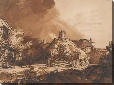 Картина Сельские дома под грозовым небом (1635)