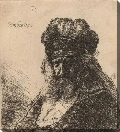 Картина Старый бородатый человек в Высокая папахе, с закрытыми глазами (1635)