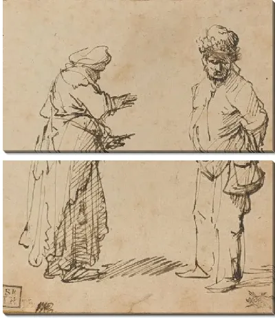 Картина Нищие мужчина и женщина