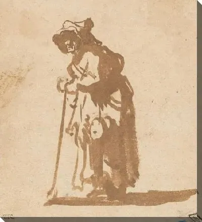 Картина Нищая, опирающаяся на палку