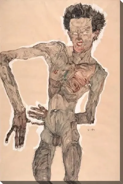 Картина Обнаженный автопортрет, гримасничая