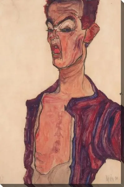 Картина Автопортрет, Гримасничая (1910)