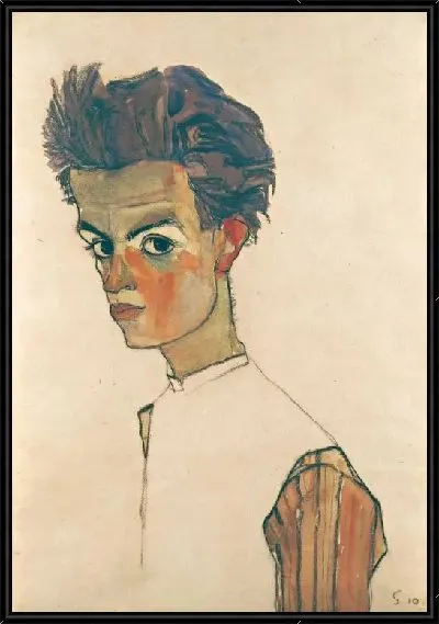 Картина Автопортрет с полосатой рубашке (1910)