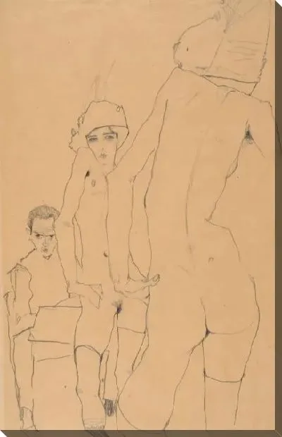 Картина Шиле с обнаженной моделью перед зеркалом (1910)