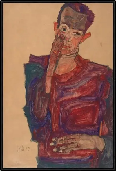 Картина Автопортрет с опущенным веком (1910)