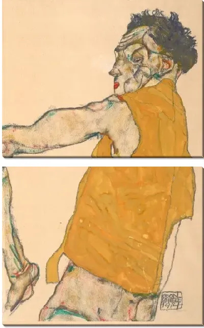 Картина Автопортрет в желтом жилете (1914)