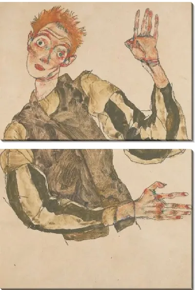 Картина Автопортрет с полосатыми рукавами (1915)