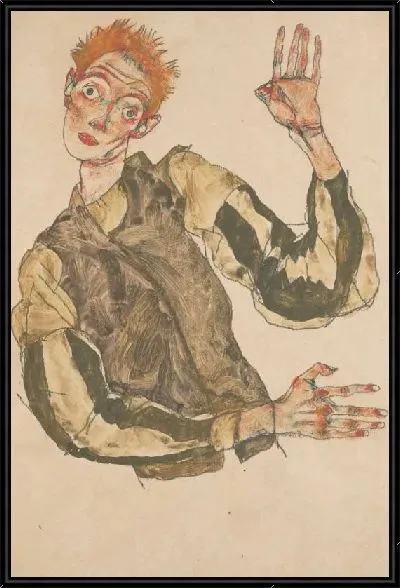 Картина Автопортрет с полосатыми рукавами (1915)
