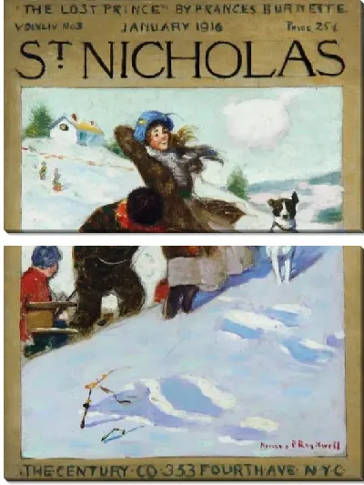 Картина Девушка в снегу с собакой (1916)