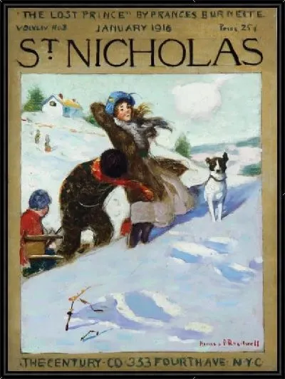 Картина Девушка в снегу с собакой (1916)