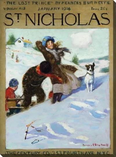 Картина Девушка в снегу с собакой (1916)