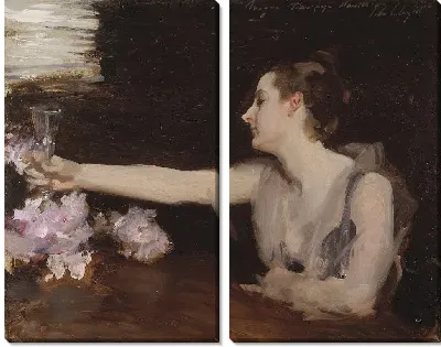 Картина Мадам Гаутре выпивает под тост (1882-1883)