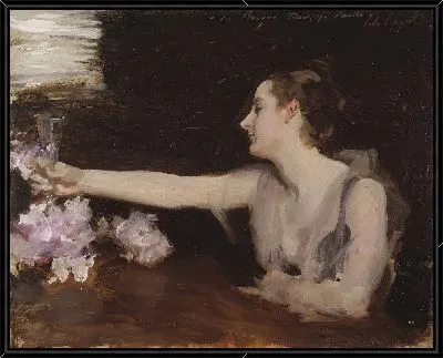 Картина Мадам Гаутре выпивает под тост (1882-1883)