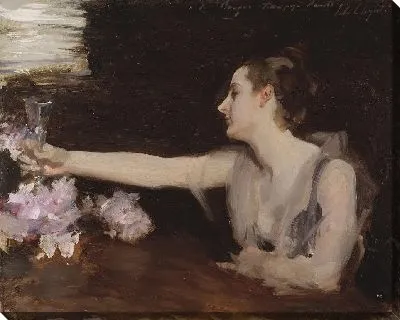 Картина Мадам Гаутре выпивает под тост (1882-1883)