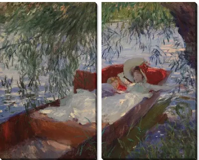 Картина Леди и ребенок спят под ивами (1887)