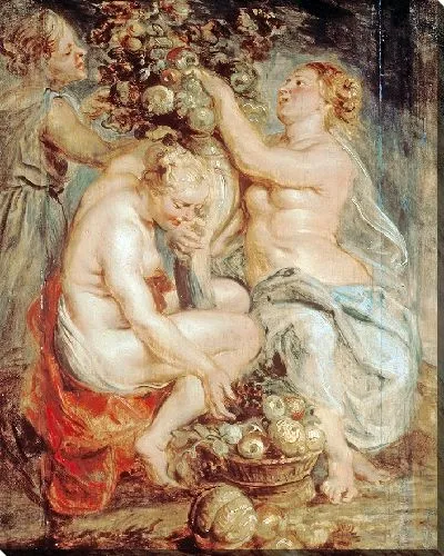 Картина Церера и две нимфы с рогом изобилия