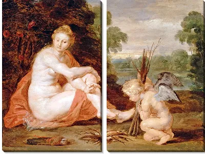 Картина Венера и Купидон согреваются  (1610-1620)