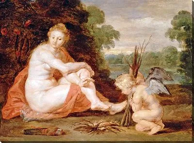 Картина Венера и Купидон согреваются  (1610-1620)