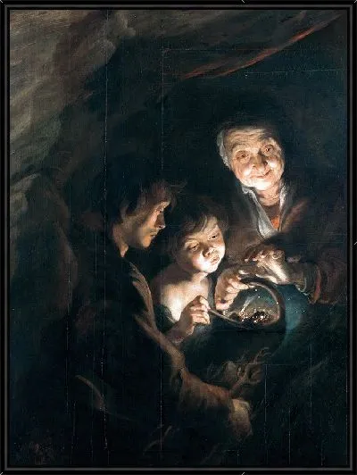 Картина Старая женщина с корзиной угля