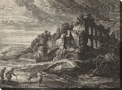 Картина Пейзаж с большими римскими руинами (1638)