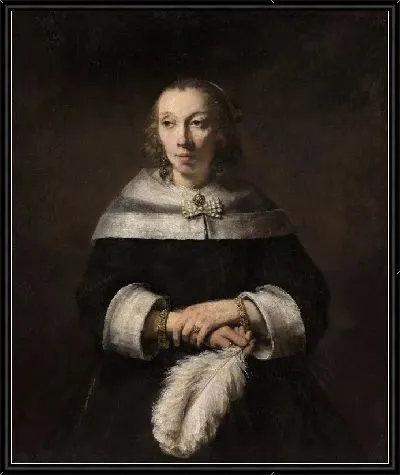Картина Портрет дамы с веером из страусиных перьев  (1658)