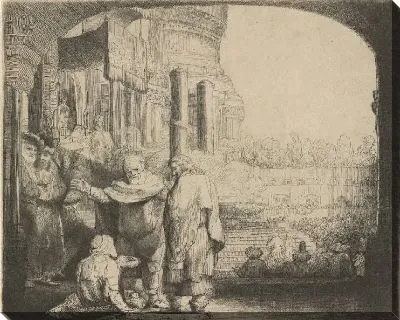 Картина Петр и Иоанн Калека Исцеление у ворот Храма (1659)