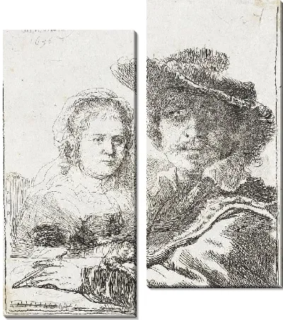 Картина Рембрандт и жена, Саския (1636)