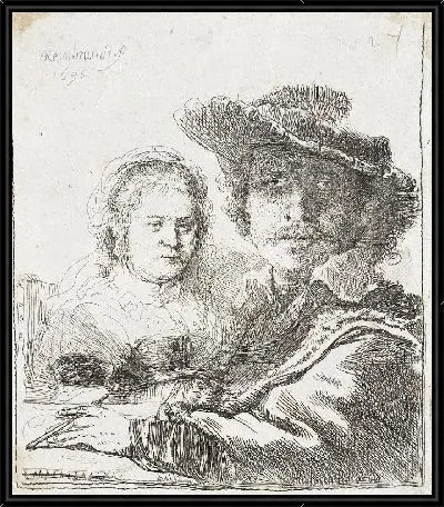 Картина Рембрандт и жена, Саския (1636)