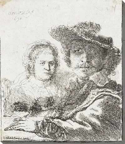 Картина Рембрандт и жена, Саския (1636)