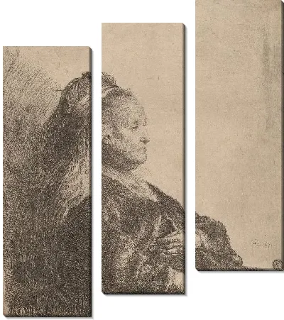 Картина Мать художника, сидящая в головном уборе (1631)
