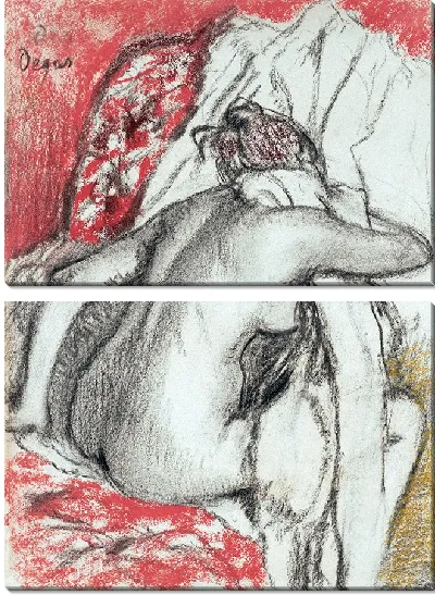 Картина После ванны сидящая женщина вытирается (1885)