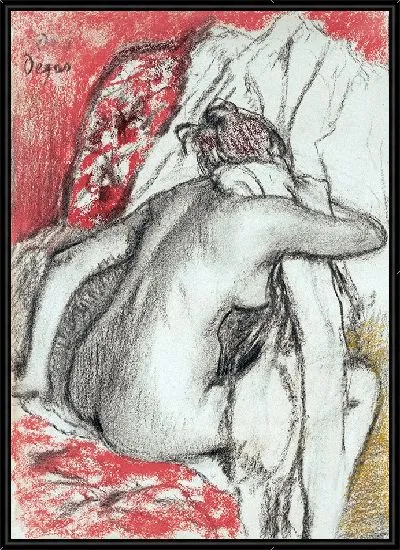 Картина После ванны сидящая женщина вытирается (1885)