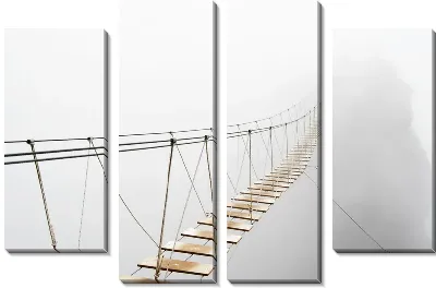 Модульная картина Подвесной канатный мост в тумане