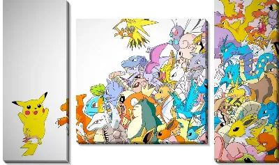 Модульная картина Пикачу и покемоны