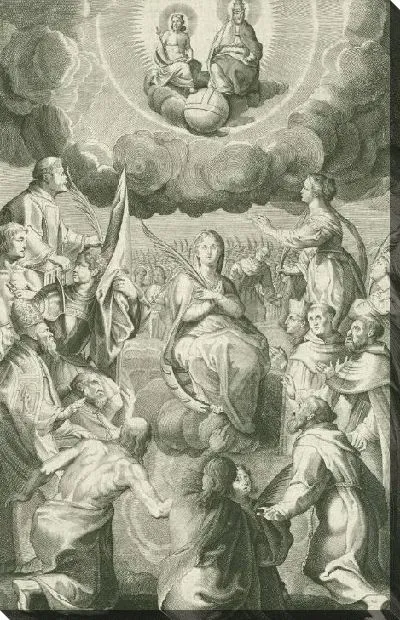 Картина Святая Екатерина обожаема святыми, папами и монахами (1625-1627)