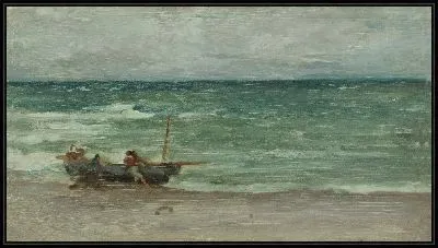 Картина Выбрасывание лодки на берег, Этрета (1897)
