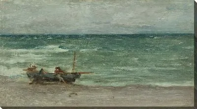 Картина Выбрасывание лодки на берег, Этрета (1897)