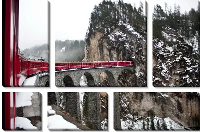 Модульная картина Железная дорога - акведук в Швейцарии