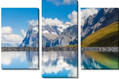 Модульная картина Озеро и горы в Швейцарии