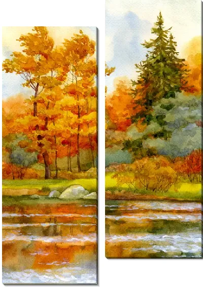 Модульная картина Осенний пейзаж леса