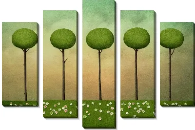 Модульная картина 5 деревьев