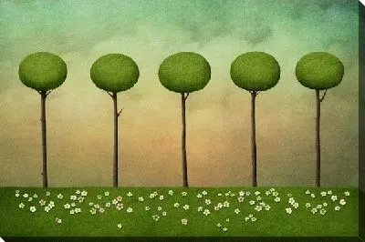 Картина маслом 5 деревьев