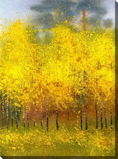 Картина маслом Березы осенью
