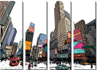 Модульная картина Город из комиксов №5