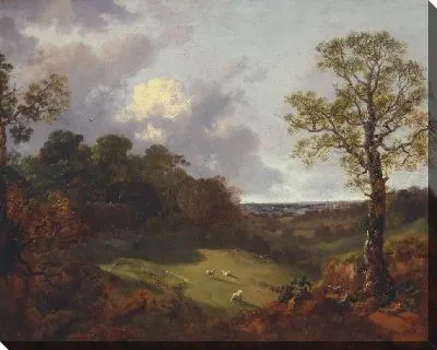 Картина Лесистый пейзаж с коттеджем и пастухом (1748-1750)