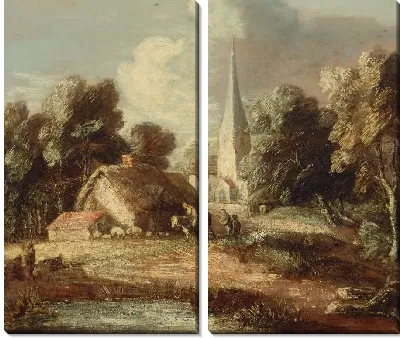 Картина Пейзаж с домом и церковью (1771-1772)
